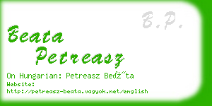 beata petreasz business card